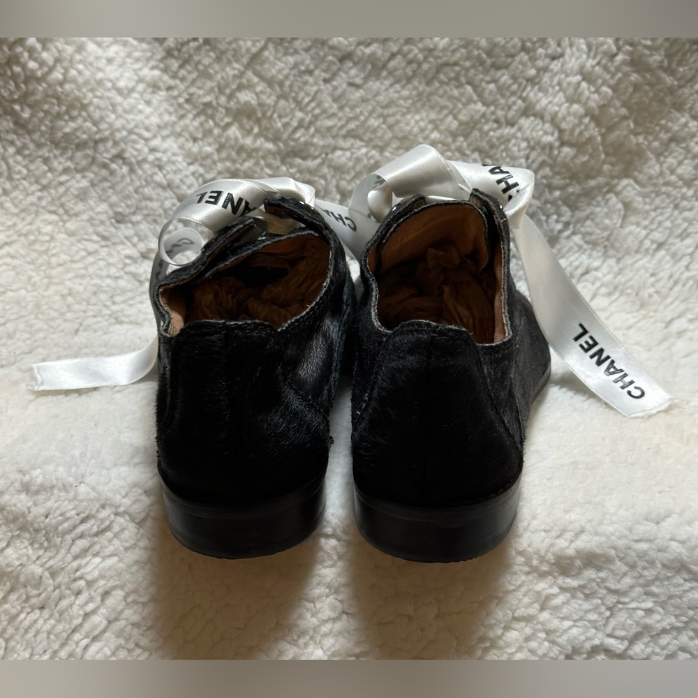 All Black Brand Cowman Lace Up Oxfords Shoes Sz39 w/Authenticate CHANEL Ribbons - Picture 5 of 9